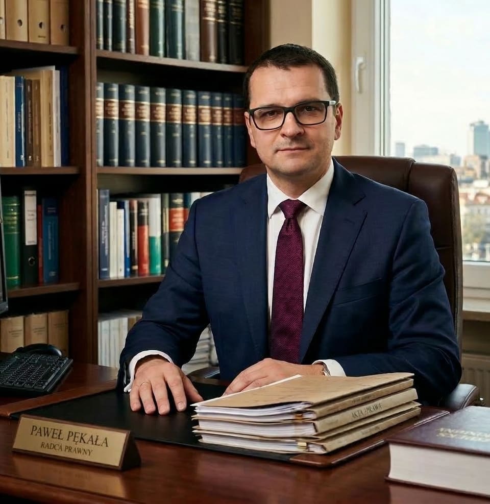 Radca prawny Paweł Pękała w gabinecie kancelarii w Siedlcach